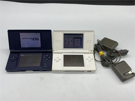 2 NINTENDO DS LITES W/CHARGERS - WORKS