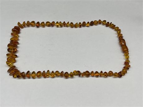 AMBER HAND KNOTTED NECKLACE - 18” LONG