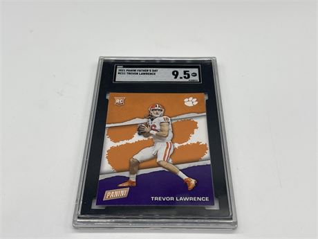 SGC GRADED 9.5 - ROOKIE TREVOR LAWRENCE PANINI FATHERS DAY