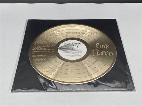 PINK FLOYD GOLD RECORD DISPLAY ‘COMFORTABLY NUMB’ (14”x14”)