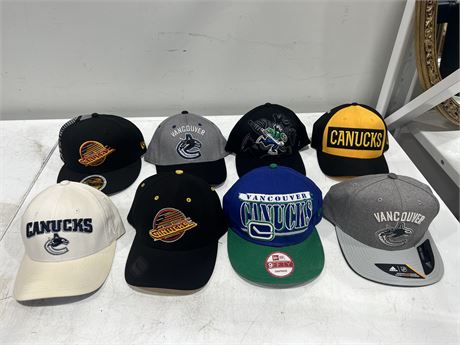 8 CANUCKS HATS - SOME NEW