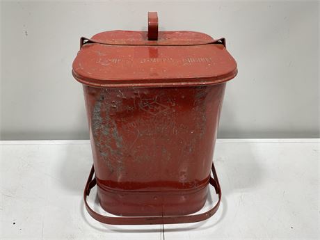 VINTAGE SHOP FLAMMABLE 6 GALLON CHICAGO GARBAGE CAN  (15” TALL)