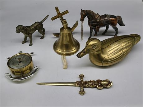 BRASS NAUTICAL AND OTHER BRASS PIECES