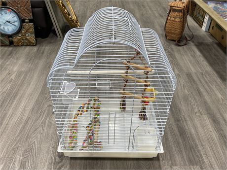 LUXURY LARGE STAINLESS STEEL PARROT BIRD CAGE PLAYGROUND - THOROUGHLY CLEANED