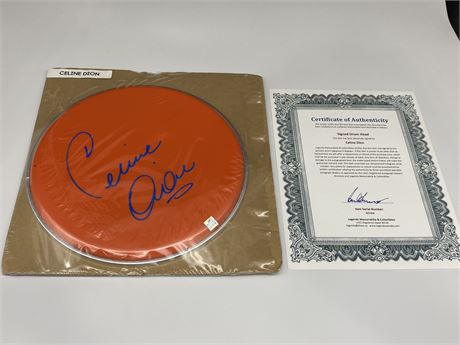 CELINE DION SIGNED DRUMHEAD W/COA