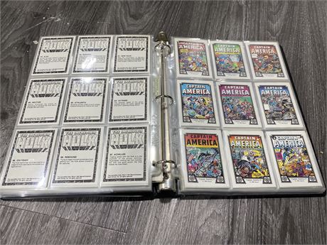 BINDER OF MARVEL CARDS & COMIC COVERS