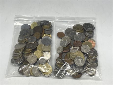 2 BAGS OF MISC WORLD COIN CURRENCY