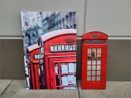 TELEPHONE BOOTH PICTURE FRAMED & TELEPHONE BOOTH MIRROR (47"x32" - 3ft tall)