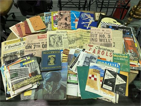 LOT OF VINTAGE MAGAZINES, PAPERS, CITY MAPS, & MORE