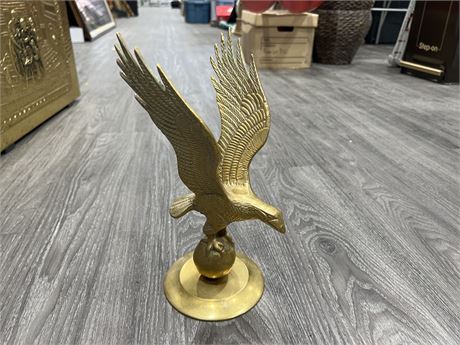 VINTAGE BRASS EAGLE ON STAND - 11” TALL