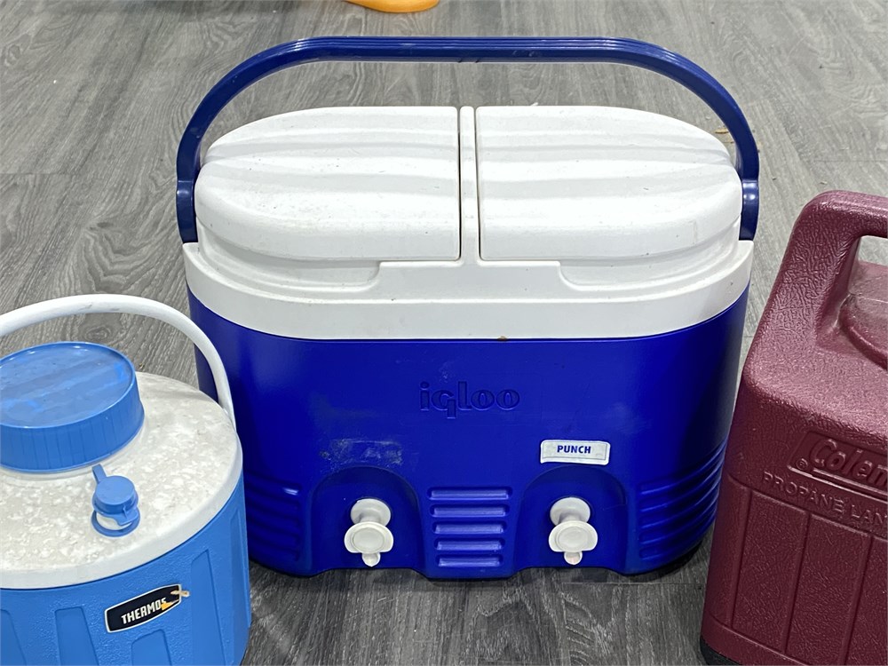 Sold at Auction: Thermos Cooler and Igloo Water Cooler