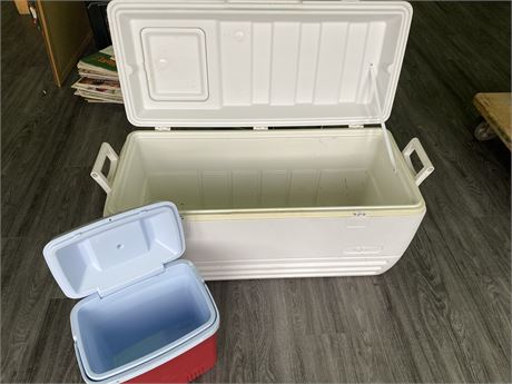 2 COOLERS (Small Rubbermaid & Large Igloo)