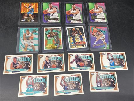 15 VANCOUVER GRIZZLIES CARDS INCLUDING BRYANT REEVES ROOKIES