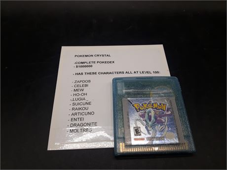 POKEMON CRYSTAL  - CONTAINS COMPLETE POKEDEX - MANY  LEVEL-100 CHARACTERS - GBC