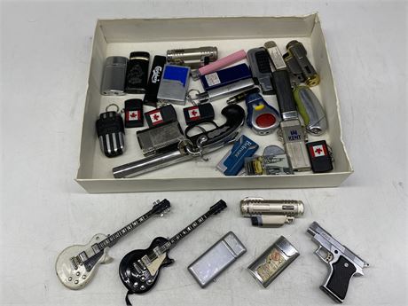 TRAY OF VARIOUS LIGHTERS