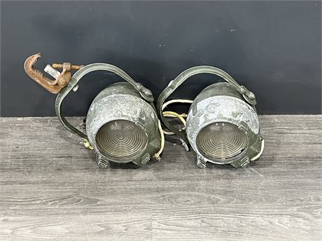 2 ANTIQUE INDUSTRIAL LIGHTS - MADE IN ENGLAND