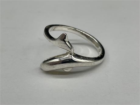 STERLING SILVER VINTAGE DOLPHIN RING SZ 6 3/4
