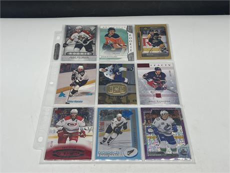 SHEET OF NHL #’d / LIMITED ED. CARDS
