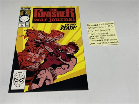 PUNISHER WAR JOURNAL #5 AUTOGRAPHED BY JIM LEE - MINT CONDITION
