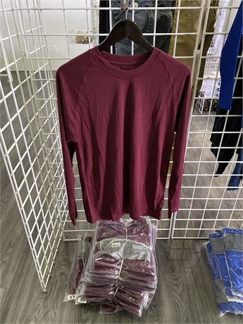 QTY 27 - (NEW)BURGUNDY ATHLETIC LONG SLEEVES (SMALL)