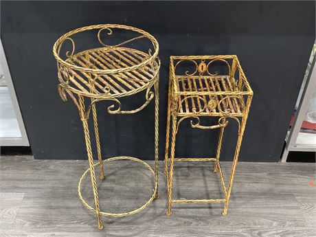 2 TWIST IRON PLANT STANDS - LARGEST IS 30” TALL 13” DIAM