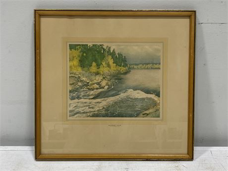 VINTAGE 1940S W.J PHILLIPS FRAMED PICTURE / WELL KNOWN CDN ARTIST (15.5”X14.5”)