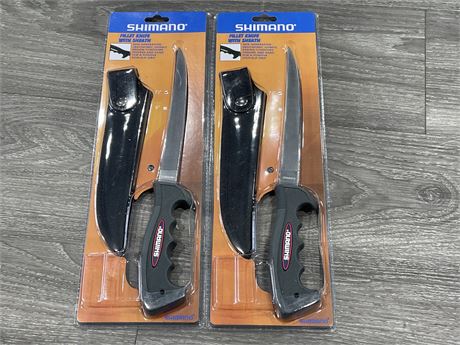 (2 NEW) SHIMANO FILLET KNIFE W/ SHEATH 7.5”
