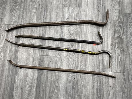 4 HEAVY PRYBARS (LARGEST IS 36”)
