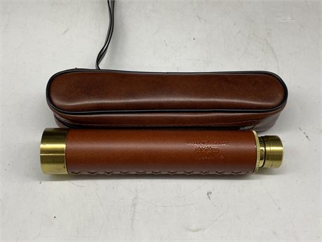 3 DRAW BRASS & LEATHER TELESCOPE - EXTENDS TO 14.5”