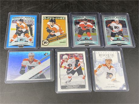 7 ROOKIE FLYERS CARDS