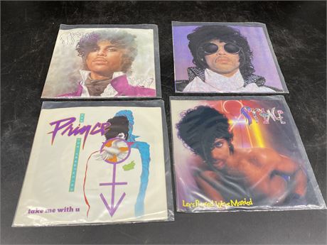 4 PRINCE PICTURE SLEEVE 45s (Mint, unplayed)