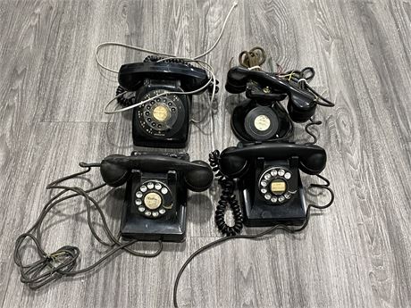 4 VINTAGE ROTARY DESK PHONES