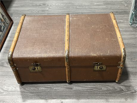 LARGE 2 HANDLED ANTIQUE SUITCASE (30” wide)