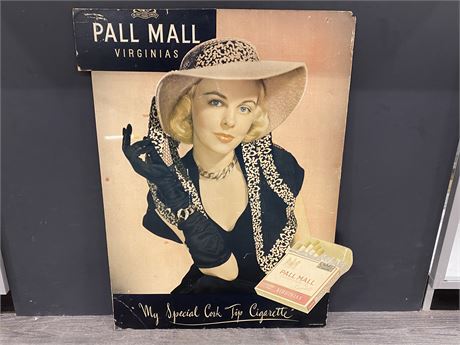 1940 ADVERTISING CARDBOARD “PALL MALL” SIGN (30”X20”)