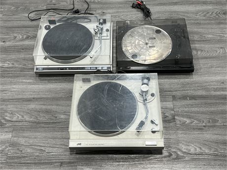 3 RECORD PLAYERS - NEED WORK, AS IS