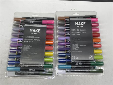 (2 NEW) PACKS OF MAKE MARKET FABRIC INK MARKERS (30 PCS/PACKAGE)