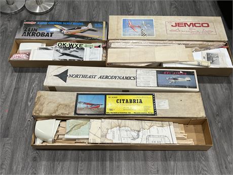4 MODEL AIRPLANE KITS COMPLETE IN BOX