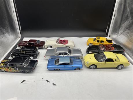 9 LARGE CARS - HOT WHEELS, JADA, MAISTO, RACING CHAMPION ETC