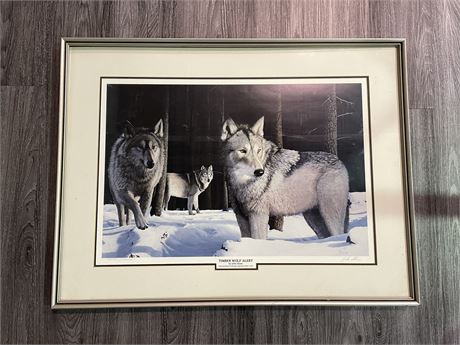 LARGE (SIGNED)TIMBER WOLF ALERT BY JOHN STONE (SIGNED - #2290/3000)