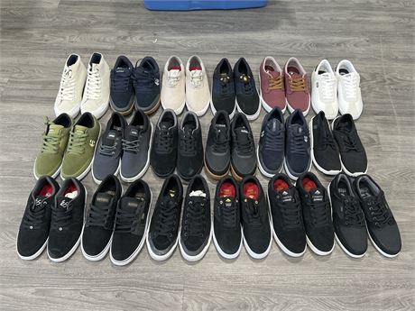 18 BRAND NEW PAIRS OF ETNIES / EMERICA SHOES (APPROX SIZE 7.5-9.5)