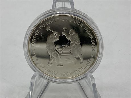1988 CANADIAN LES FORGES DU SAINT- MAURICE IRONWORKS SILVER COIN