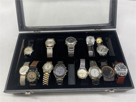 WATCH-BOX FULL OF WATCHES (SOME MAY NEED WORK)