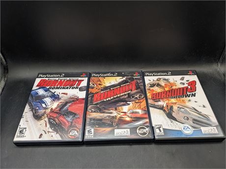 COLLECTION OF BURNOUT GAMES - VERY GOOD CONDITION - PS2