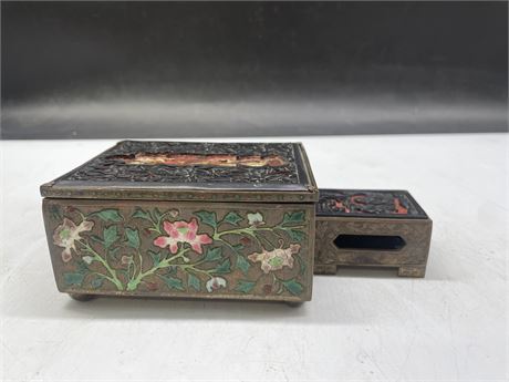 2 EARLY CHINESE CLOISONNÉ BOXES  (5” x 4”)