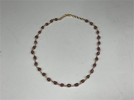 G.P W/AMETHYST GLASS BEADS NECKLACE