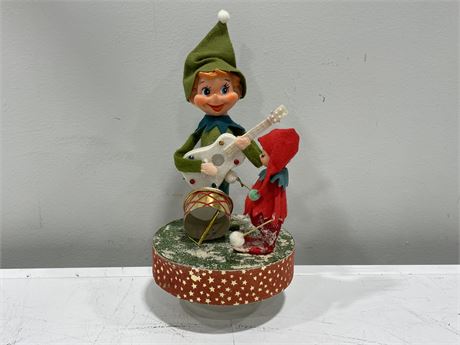 VINTAGE 1960’S PIXIE ELF XMAS MUSICAL BOX MADE IN JAPAN (11” TALL)