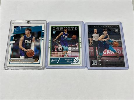3 LAMELO BALL ROOKIE CARDS