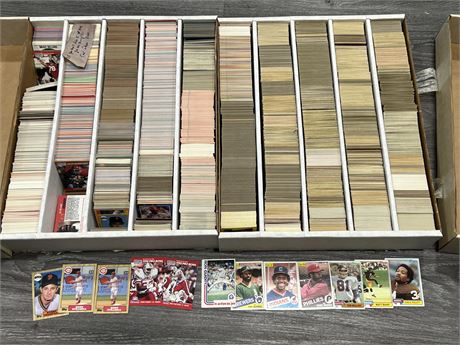2 LARGE BOXES OF 1980/90s MLB / NFL CARDS