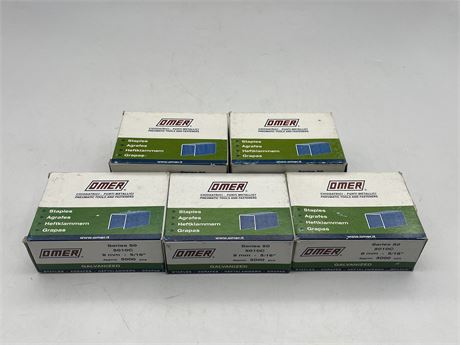 5 BOXES OF OMER STAPLES - SPECS IN PHOTOS