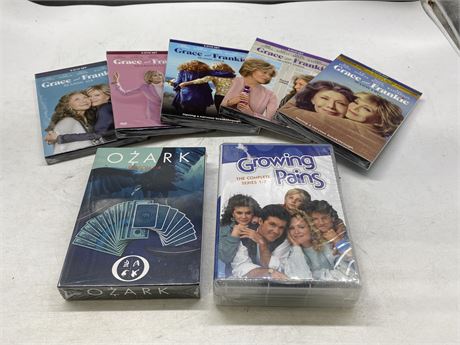NEW DVD SETS OF GROWING PAINS, OZARK 1-4, & 5 SEASONS OF GRACE AND FRANKIE